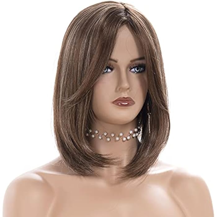DILLARDS Gerulyss Short Brown Mixed Light Blonde Wigs For Women Shoulder Length Wig With Bangs Synthetic Medium Natural Looking Hair For Cosplay,Halloween,Daily Use - Image 5